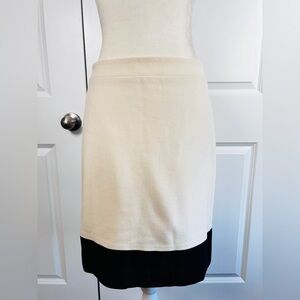 J Crew Women Ivory White Black The Pencil Skirt Size 6 Color Block Two Tone Wool